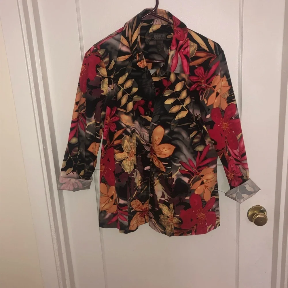 Chico's Additions Floral blouse/ jacket. Vibrant colours ,  preloved - Picture 4 of 7